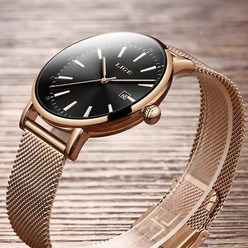 Uhr Frauen Edelstahl Wasserdichte Uhr Super Slim Mesh Gürtel Uhr Damen Geschenk Uhr Relogio feminino