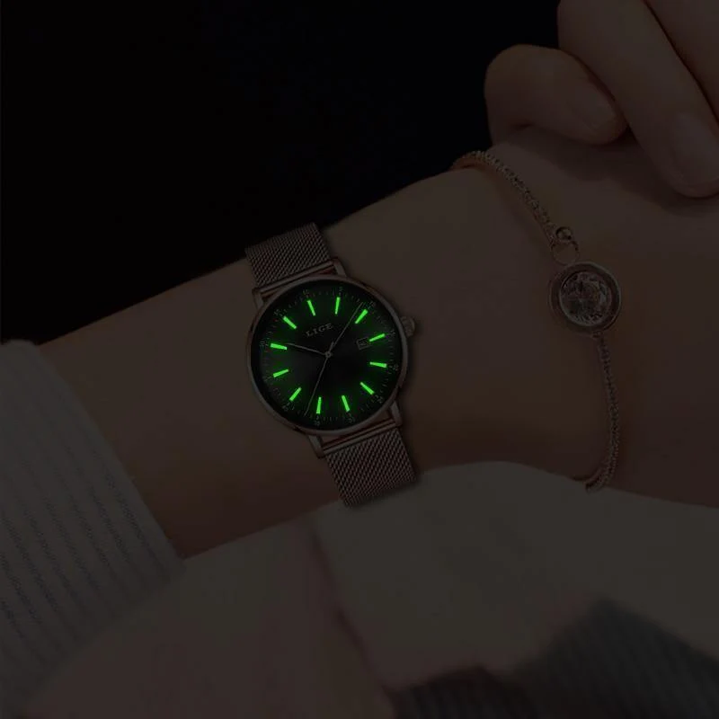 Uhr Frauen Edelstahl Wasserdichte Uhr Super Slim Mesh Gürtel Uhr Damen Geschenk Uhr Relogio feminino