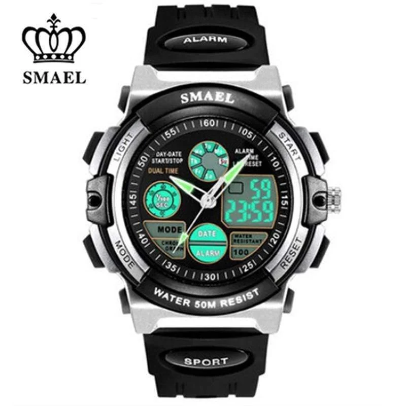 Kinder Led-anzeige Digitaluhr 50M Wasserdichte Kinder Sportuhren Multifunktions Quarz Jungen / Mädchen Studenten Armbanduhr