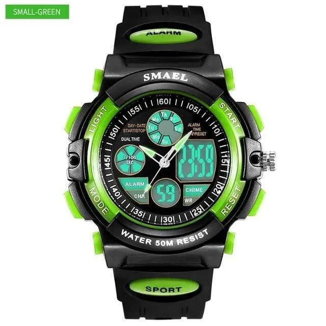 Kinder Led-anzeige Digitaluhr 50M Wasserdichte Kinder Sportuhren Multifunktions Quarz Jungen / Mädchen Studenten Armbanduhr