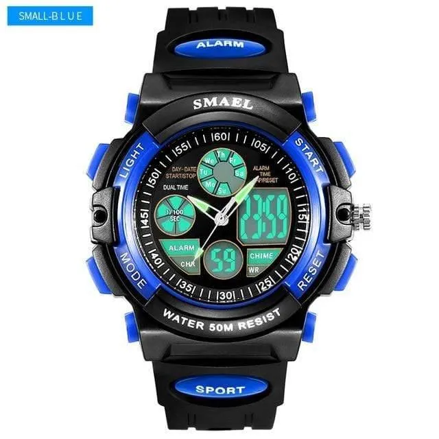 Kinder Led-anzeige Digitaluhr 50M Wasserdichte Kinder Sportuhren Multifunktions Quarz Jungen / Mädchen Studenten Armbanduhr