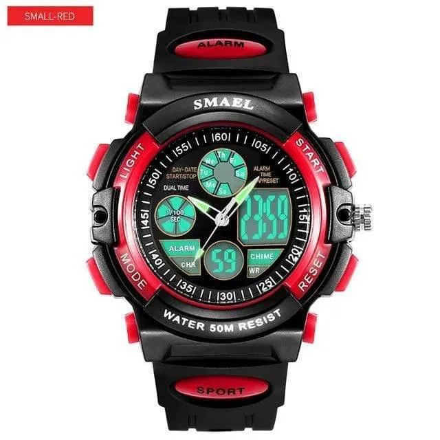 Kinder Led-anzeige Digitaluhr 50M Wasserdichte Kinder Sportuhren Multifunktions Quarz Jungen / Mädchen Studenten Armbanduhr