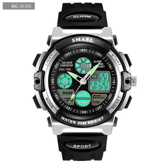 Kinder Led-anzeige Digitaluhr 50M Wasserdichte Kinder Sportuhren Multifunktions Quarz Jungen / Mädchen Studenten Armbanduhr