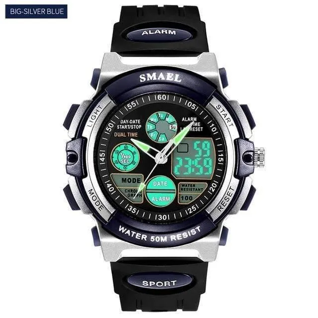Kinder Led-anzeige Digitaluhr 50M Wasserdichte Kinder Sportuhren Multifunktions Quarz Jungen / Mädchen Studenten Armbanduhr