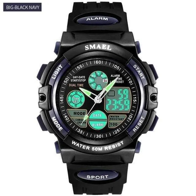 Kinder Led-anzeige Digitaluhr 50M Wasserdichte Kinder Sportuhren Multifunktions Quarz Jungen / Mädchen Studenten Armbanduhr