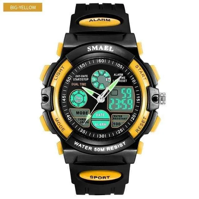 Kinder Led-anzeige Digitaluhr 50M Wasserdichte Kinder Sportuhren Multifunktions Quarz Jungen / Mädchen Studenten Armbanduhr