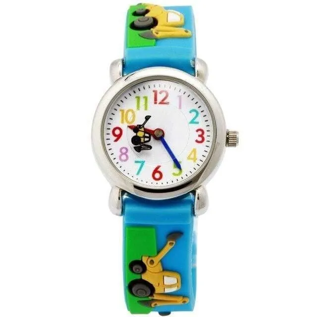 Kinderuhren Heißer Verkauf 3D Cartoon Bagger Silikon Armband Armbanduhr Mode Student Kinder Uhr Jungen Geschenke