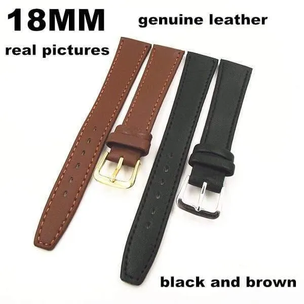 50 Teile/los 18mm echtes leder uhrenarmband uhrenarmband uhrenteile schwarz und braun farbe - 091203