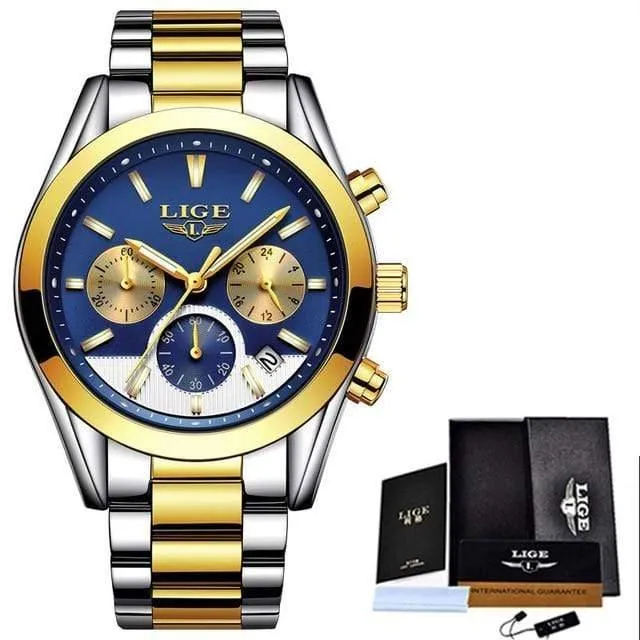Herrenuhren Top-Marke Luxus Fashion Business Quarzuhr Männer wasserdicht voller Stahl Sportuhr