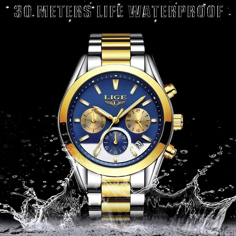 Herrenuhren Top-Marke Luxus Fashion Business Quarzuhr Männer wasserdicht voller Stahl Sportuhr