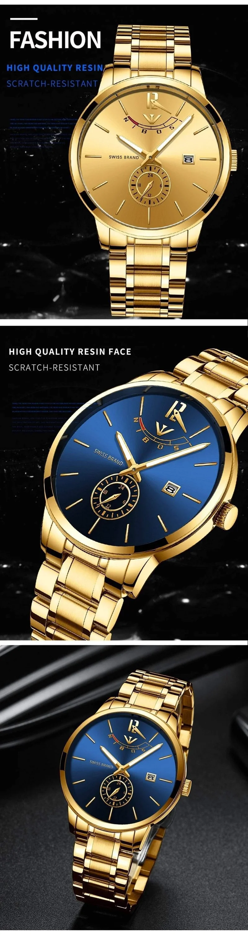 Gold Uhr Herren Uhren Top Marke Luxus Sport Quarz Uhr Business Wasserdichte Armbanduhr