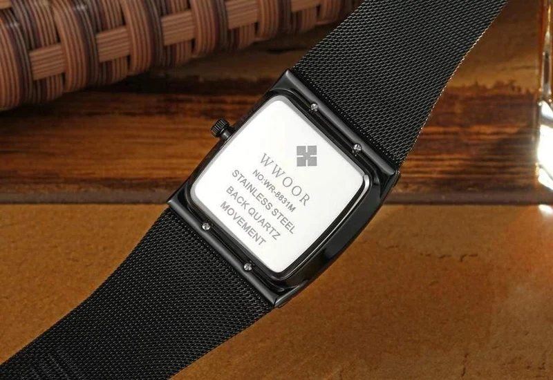 Armbanduhr für Herren, quadratisch, wasserdicht, für Herren, Luxus, schwarzes Stahlarmband, Sport-Armbanduhr