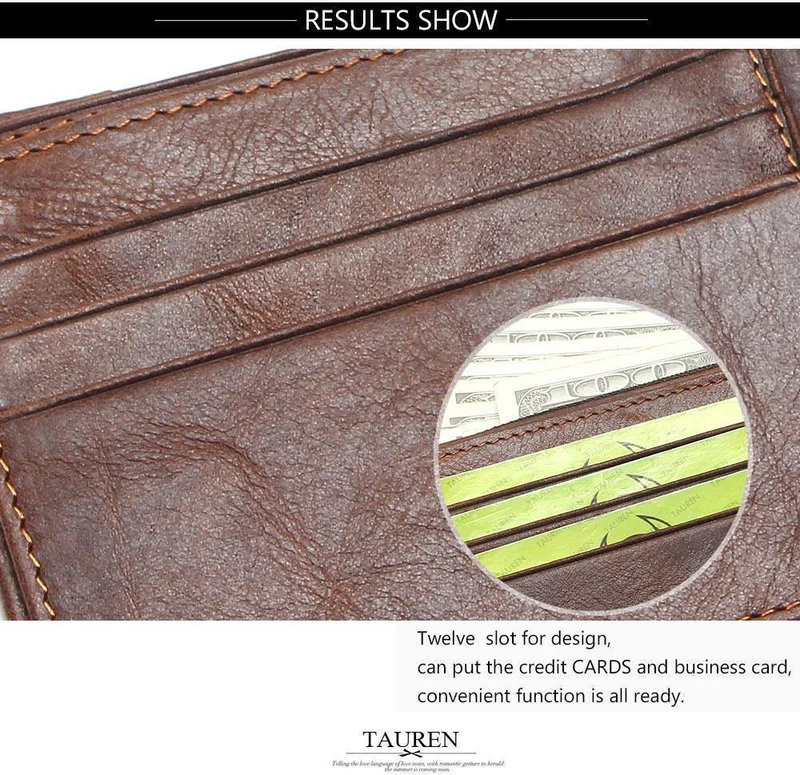Echtes Leder Männer Brieftaschen Münzfach Reißverschluss Herren Leder Geldbörse mit Münzfach Portfolio Cartera