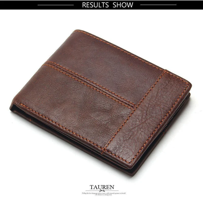 Echtes Leder Männer Brieftaschen Münzfach Reißverschluss Herren Leder Geldbörse mit Münzfach Portfolio Cartera
