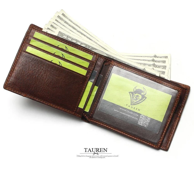 Echtes Leder Männer Brieftaschen Münzfach Reißverschluss Herren Leder Geldbörse mit Münzfach Portfolio Cartera