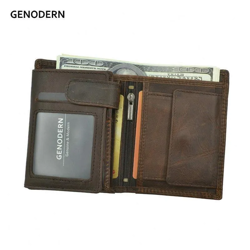 Vintage Herren-Geldbörsen, Crazy Horse-Leder-Geldbörsen für Herren, multifunktionale Herren-Geldbörse mit Münzfach, braune Herren-Geldbörse