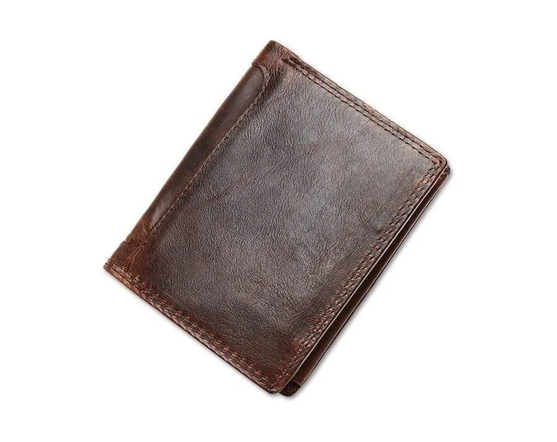 Vintage Herren-Geldbörsen, Crazy Horse-Leder-Geldbörsen für Herren, multifunktionale Herren-Geldbörse mit Münzfach, braune Herren-Geldbörse