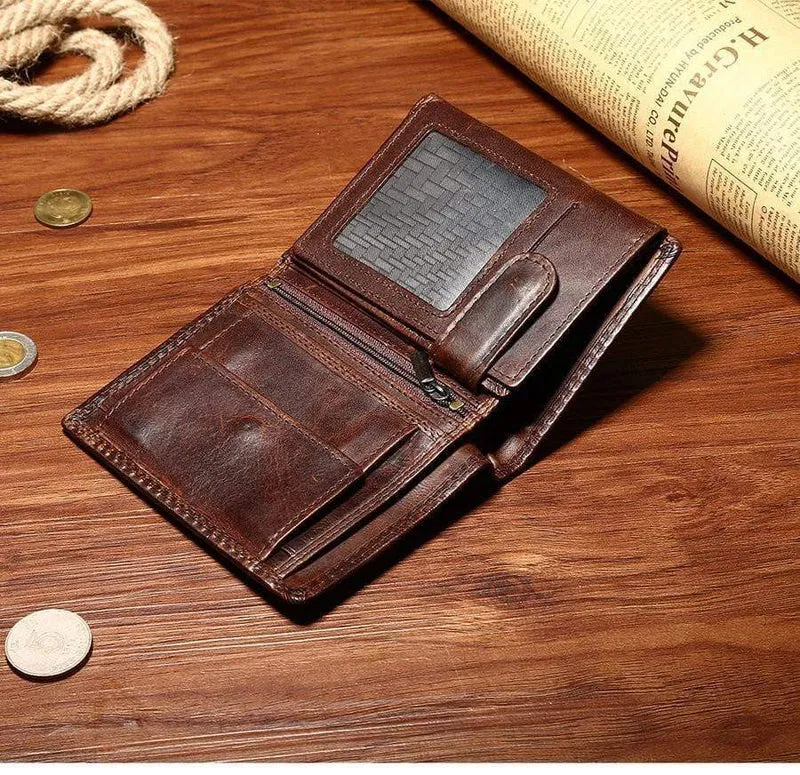 Vintage Herren-Geldbörsen, Crazy Horse-Leder-Geldbörsen für Herren, multifunktionale Herren-Geldbörse mit Münzfach, braune Herren-Geldbörse