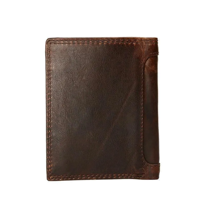 Vintage Herren-Geldbörsen, Crazy Horse-Leder-Geldbörsen für Herren, multifunktionale Herren-Geldbörse mit Münzfach, braune Herren-Geldbörse