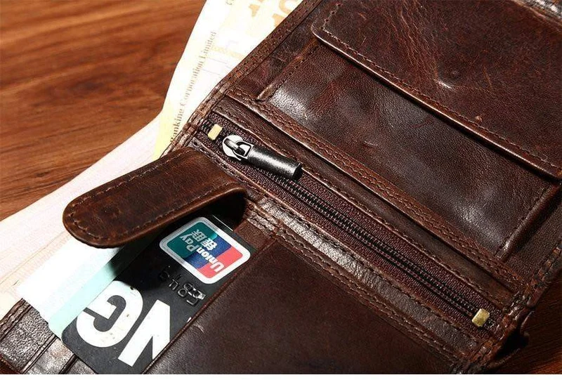 Vintage Herren-Geldbörsen, Crazy Horse-Leder-Geldbörsen für Herren, multifunktionale Herren-Geldbörse mit Münzfach, braune Herren-Geldbörse