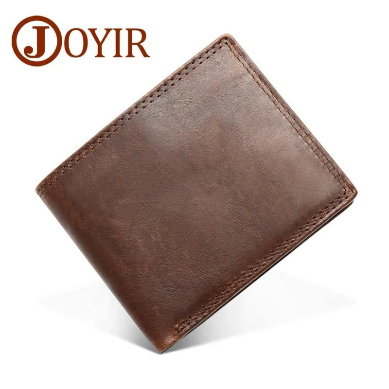 Echte Crazy Horse Leder Herren Geldbörsen Vintage Trifold Geldbörse Reißverschluss Münzfach Geldbörse Rindsleder Leder Rfid Geldbörse Für Männer