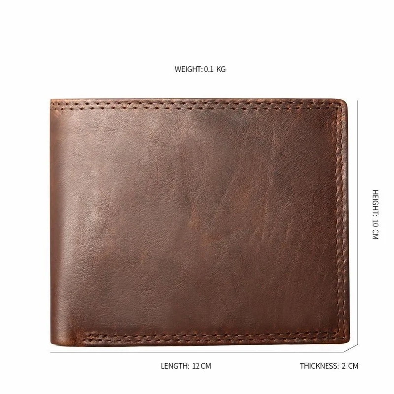 Echte Crazy Horse Leder Herren Geldbörsen Vintage Trifold Geldbörse Reißverschluss Münzfach Geldbörse Rindsleder Leder Rfid Geldbörse Für Männer