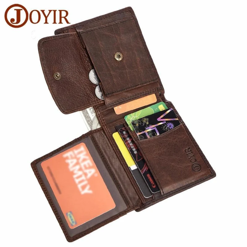 Echte Crazy Horse Leder Herren Geldbörsen Vintage Trifold Geldbörse Reißverschluss Münzfach Geldbörse Rindsleder Leder Rfid Geldbörse Für Männer
