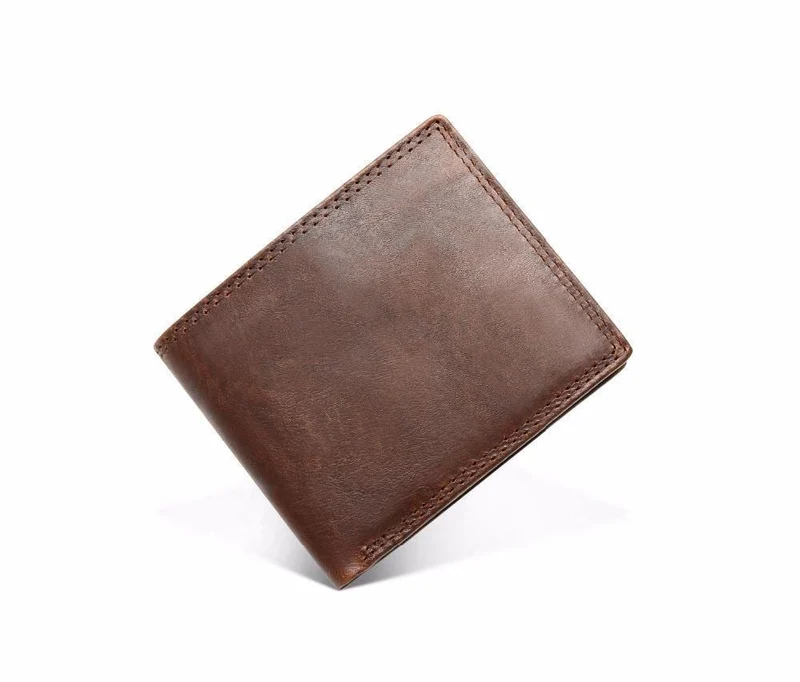 Echte Crazy Horse Leder Herren Geldbörsen Vintage Trifold Geldbörse Reißverschluss Münzfach Geldbörse Rindsleder Leder Rfid Geldbörse Für Männer