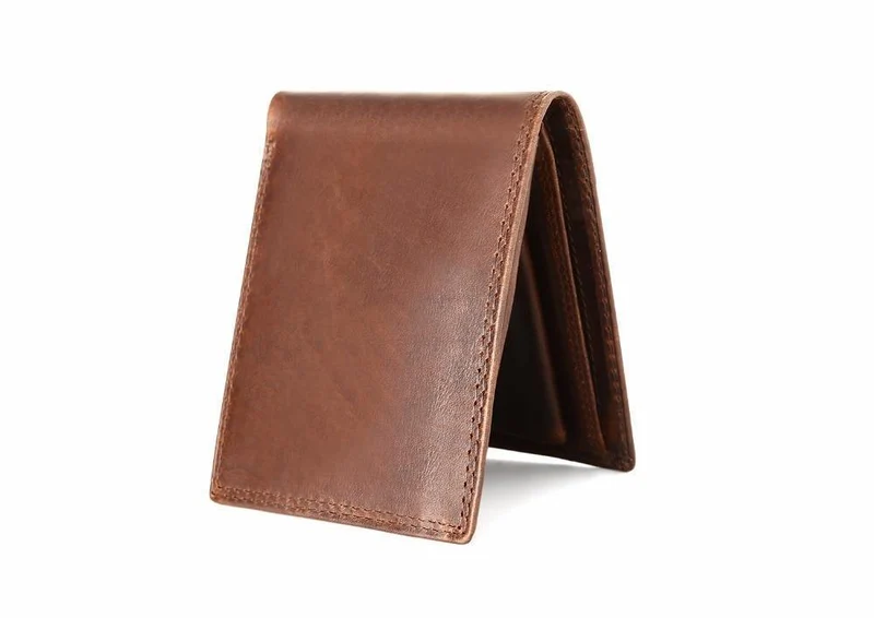 Echte Crazy Horse Leder Herren Geldbörsen Vintage Trifold Geldbörse Reißverschluss Münzfach Geldbörse Rindsleder Leder Rfid Geldbörse Für Männer