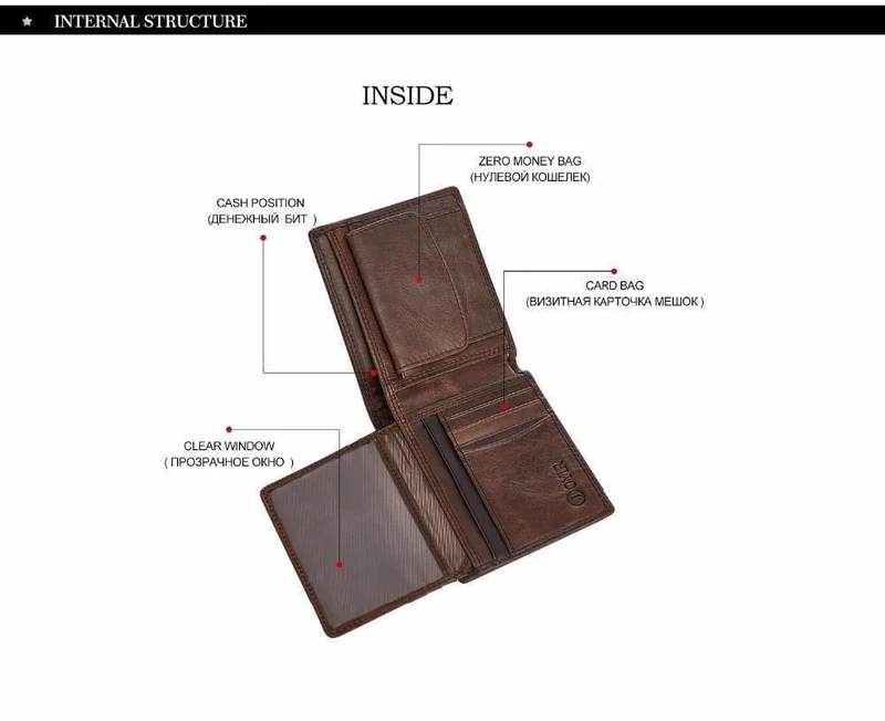 Echte Crazy Horse Leder Herren Geldbörsen Vintage Trifold Geldbörse Reißverschluss Münzfach Geldbörse Rindsleder Leder Rfid Geldbörse Für Männer