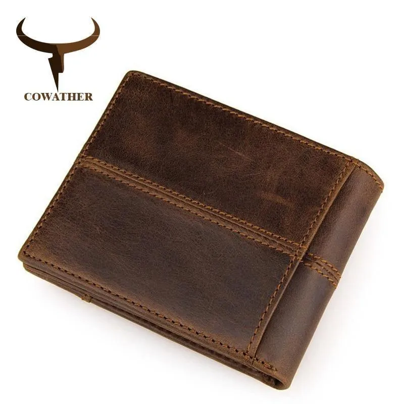 100% hochwertige Kuh echtes Leder Männer Brieftaschen Mode Spleiß Geldbörse Dollar Preis carteira masculina Originalmarke