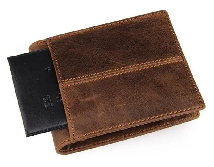 100% hochwertige Kuh echtes Leder Männer Brieftaschen Mode Spleiß Geldbörse Dollar Preis carteira masculina Originalmarke