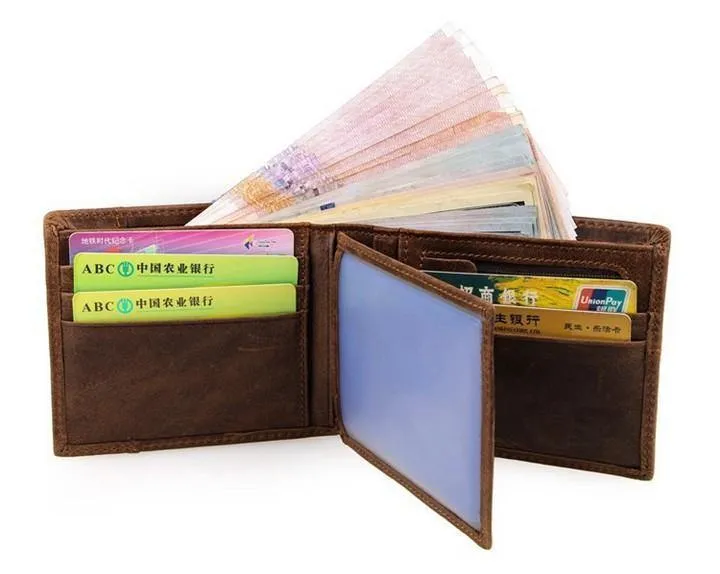 100% hochwertige Kuh echtes Leder Männer Brieftaschen Mode Spleiß Geldbörse Dollar Preis carteira masculina Originalmarke