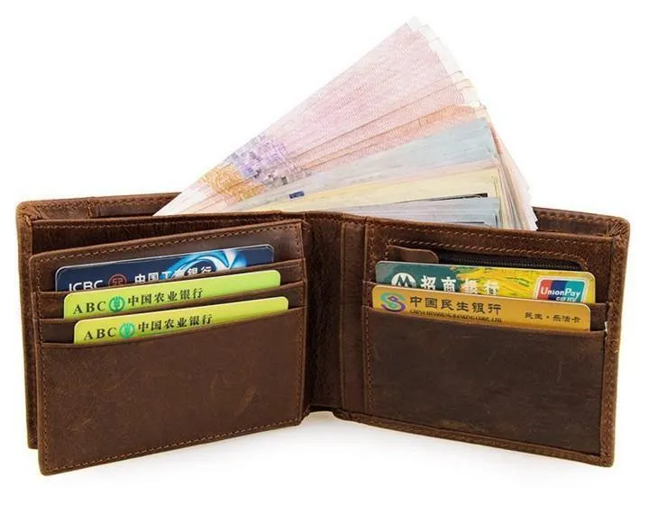 100% hochwertige Kuh echtes Leder Männer Brieftaschen Mode Spleiß Geldbörse Dollar Preis carteira masculina Originalmarke