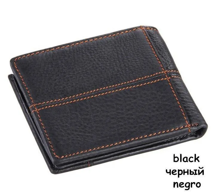 100% hochwertige Kuh echtes Leder Männer Brieftaschen Mode Spleiß Geldbörse Dollar Preis carteira masculina Originalmarke