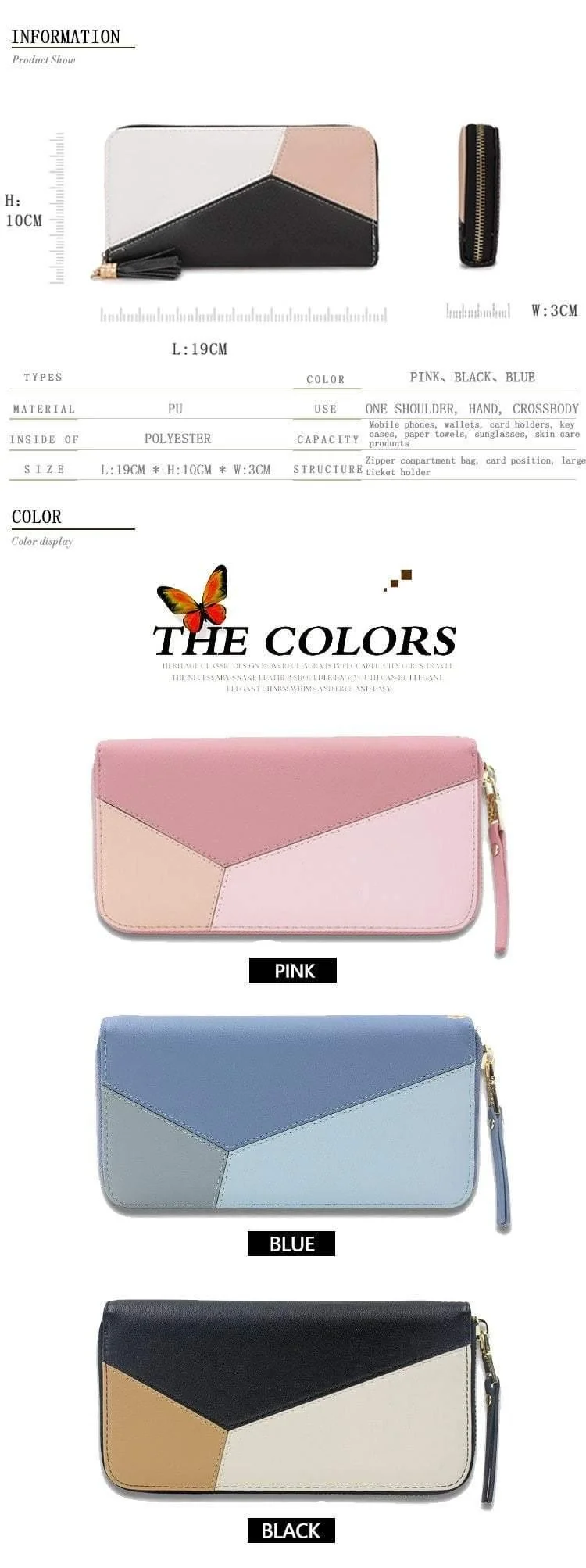 PU Damen Geldbörse, bestes Design, hochwertige modische Geldbörse, Damen, Mädchen, Handytasche, Geldbörse, Kartenhalter, lange Clutch, Münzbörse