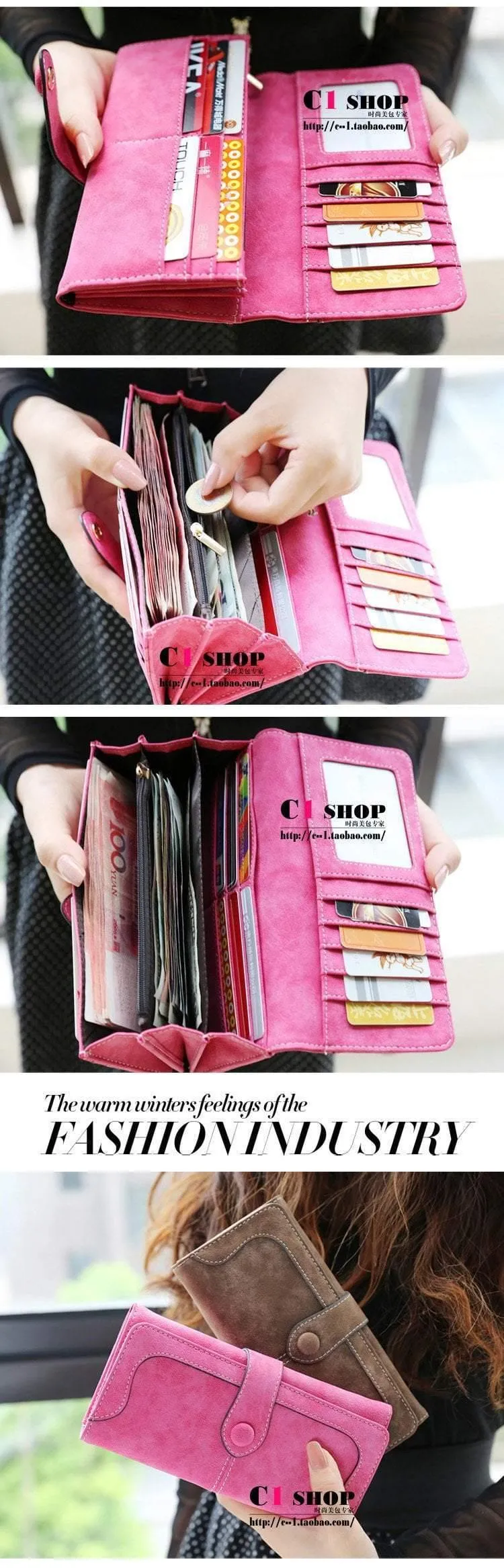 Art- und Weisefrauen-Mappen-Mattheftungs-Frauen-lange Marken-Geldbeutel-Kupplung 9 Farben-Handtaschen-Wristlet geben Verschiffen frei