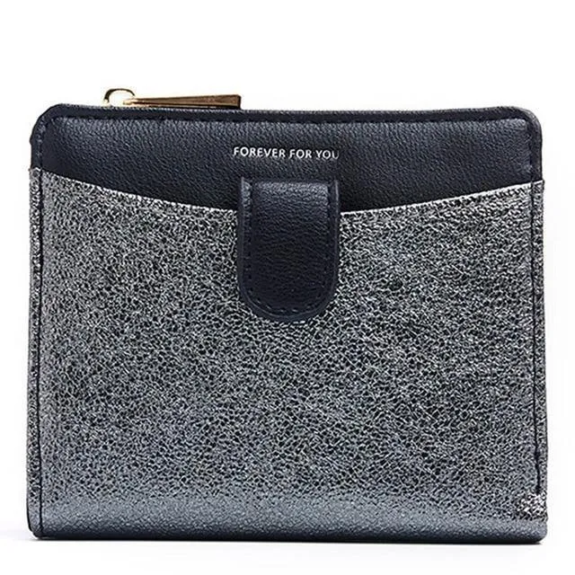 Glitter Pu Leder Frauen Brieftasche mit Zipper Münzfach Karte Halter Kurze Geldbörse Damen Kleine Brieftasche Weibliche Carteras NEU