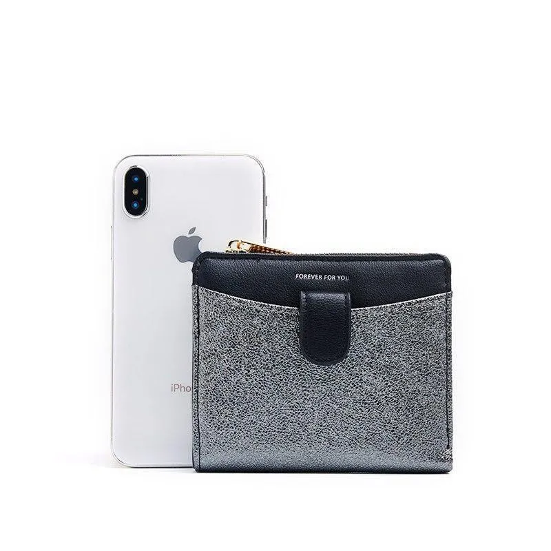 Glitter Pu Leder Frauen Brieftasche mit Zipper Münzfach Karte Halter Kurze Geldbörse Damen Kleine Brieftasche Weibliche Carteras NEU