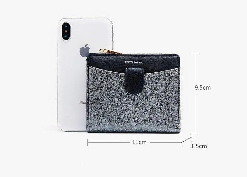 Glitter Pu Leder Frauen Brieftasche mit Zipper Münzfach Karte Halter Kurze Geldbörse Damen Kleine Brieftasche Weibliche Carteras NEU