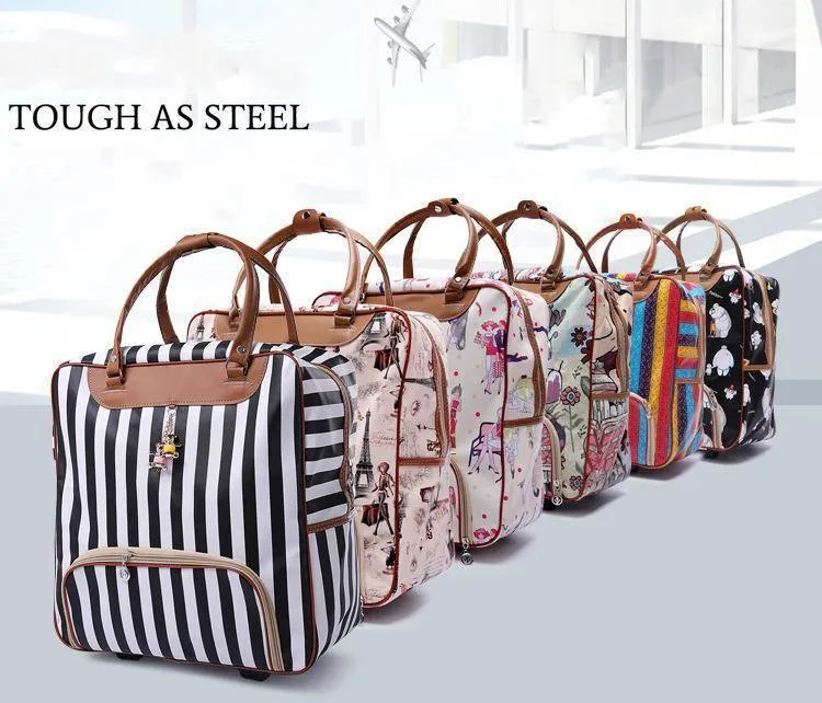 Damen Trolley Gepäck Rollkoffer Marke Casual Stripes Rollkoffer Reisetasche auf Rädern Gepäckkoffer