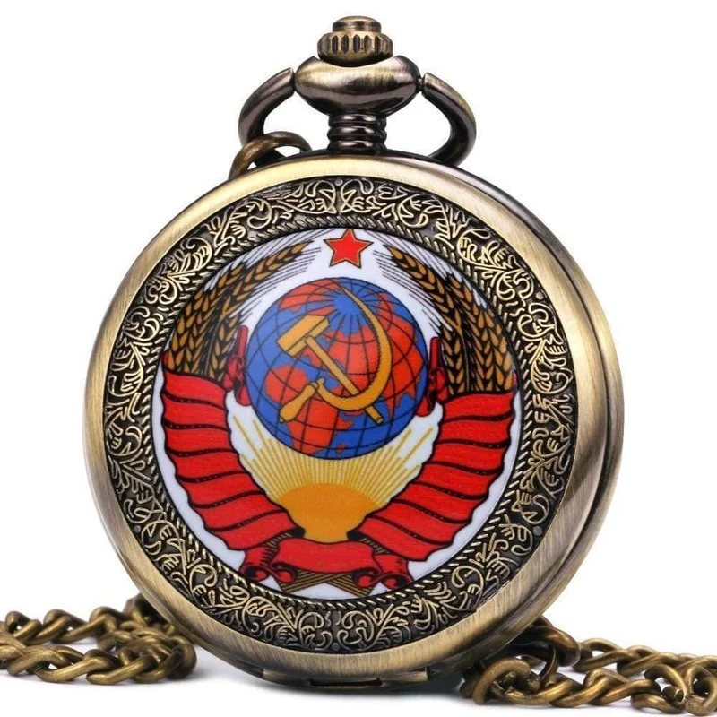 Vintage Männer Frauen Taschenuhren mechanische Uhr rot Sowjetunion Design Skelett Zifferblatt geschnitzt Deckel Anhänger Kette