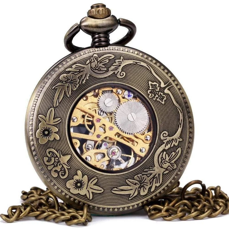 Vintage Männer Frauen Taschenuhren mechanische Uhr rot Sowjetunion Design Skelett Zifferblatt geschnitzt Deckel Anhänger Kette