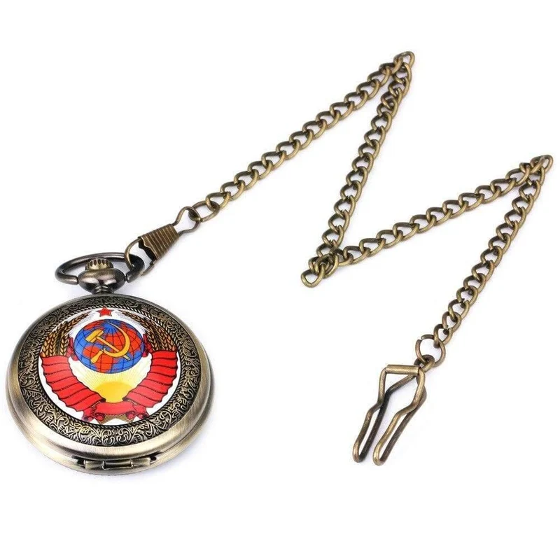Vintage Männer Frauen Taschenuhren mechanische Uhr rot Sowjetunion Design Skelett Zifferblatt geschnitzt Deckel Anhänger Kette