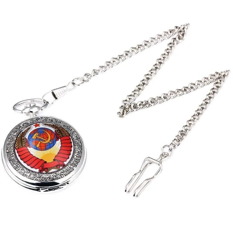 Vintage Männer Frauen Taschenuhren mechanische Uhr rot Sowjetunion Design Skelett Zifferblatt geschnitzt Deckel Anhänger Kette