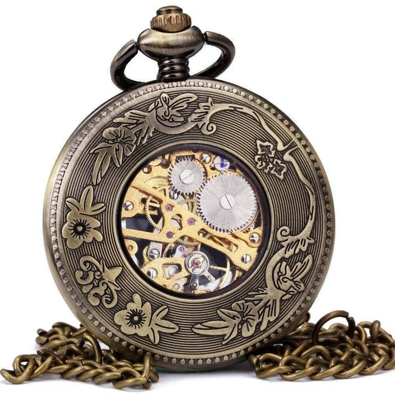 Vintage Männer Frauen Taschenuhren mechanische Uhr rot Sowjetunion Design Skelett Zifferblatt geschnitzt Deckel Anhänger Kette