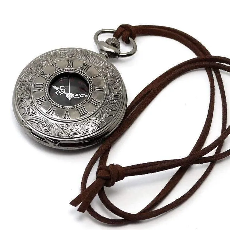 Vintage Schwarz Taschenuhr Quarz Uhren Kette Set Halskette Anhänger Geschenke Box Tasche Männer Frauen Geschenke Relogio De Bolso