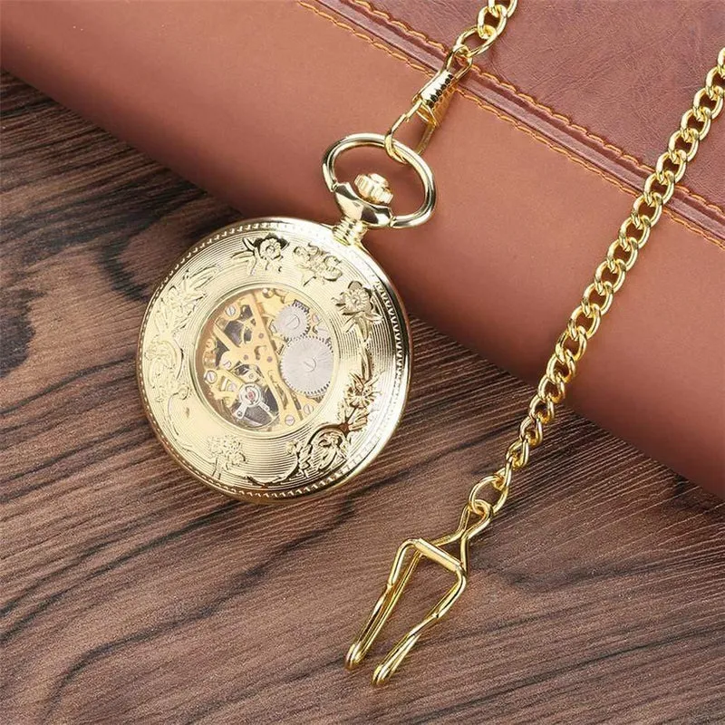 Taschenuhr, hohles Skelett, Handaufzug, Anhängeruhr, Vintage-Uhr für Männer und Frauen