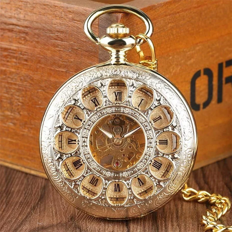 Taschenuhr, hohles Skelett, Handaufzug, Anhängeruhr, Vintage-Uhr für Männer und Frauen