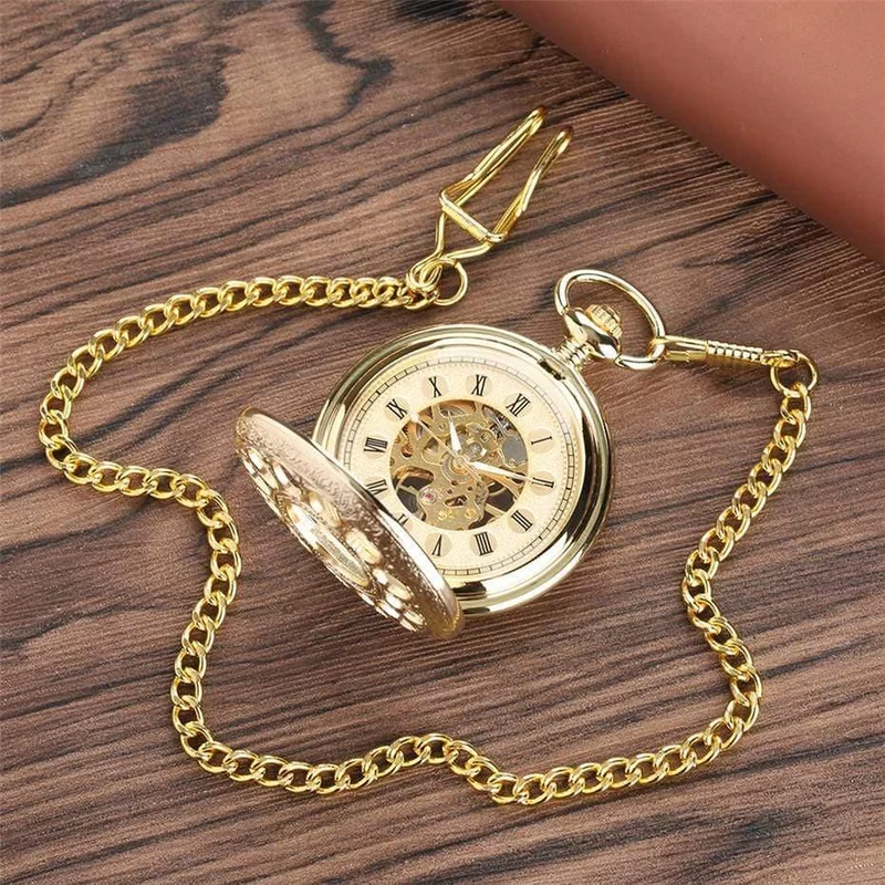Taschenuhr, hohles Skelett, Handaufzug, Anhängeruhr, Vintage-Uhr für Männer und Frauen